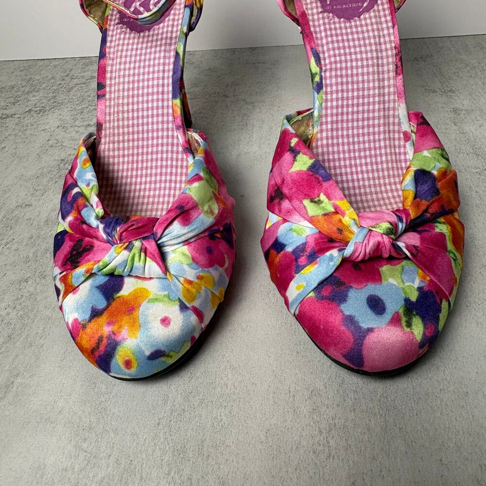 Rocket Dog Brand K9 Satin Floral Pattern Heel Adjustable Ankle Strap Women's 9.5 - Picture 4 of 15